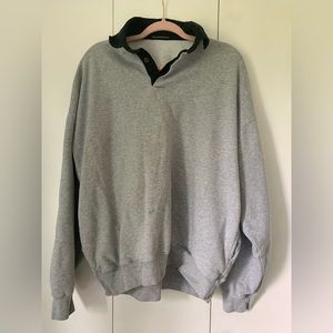 brandy melville collared grey sweatshirt